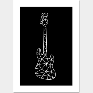 Geometric Line Bass Guitar Posters and Art